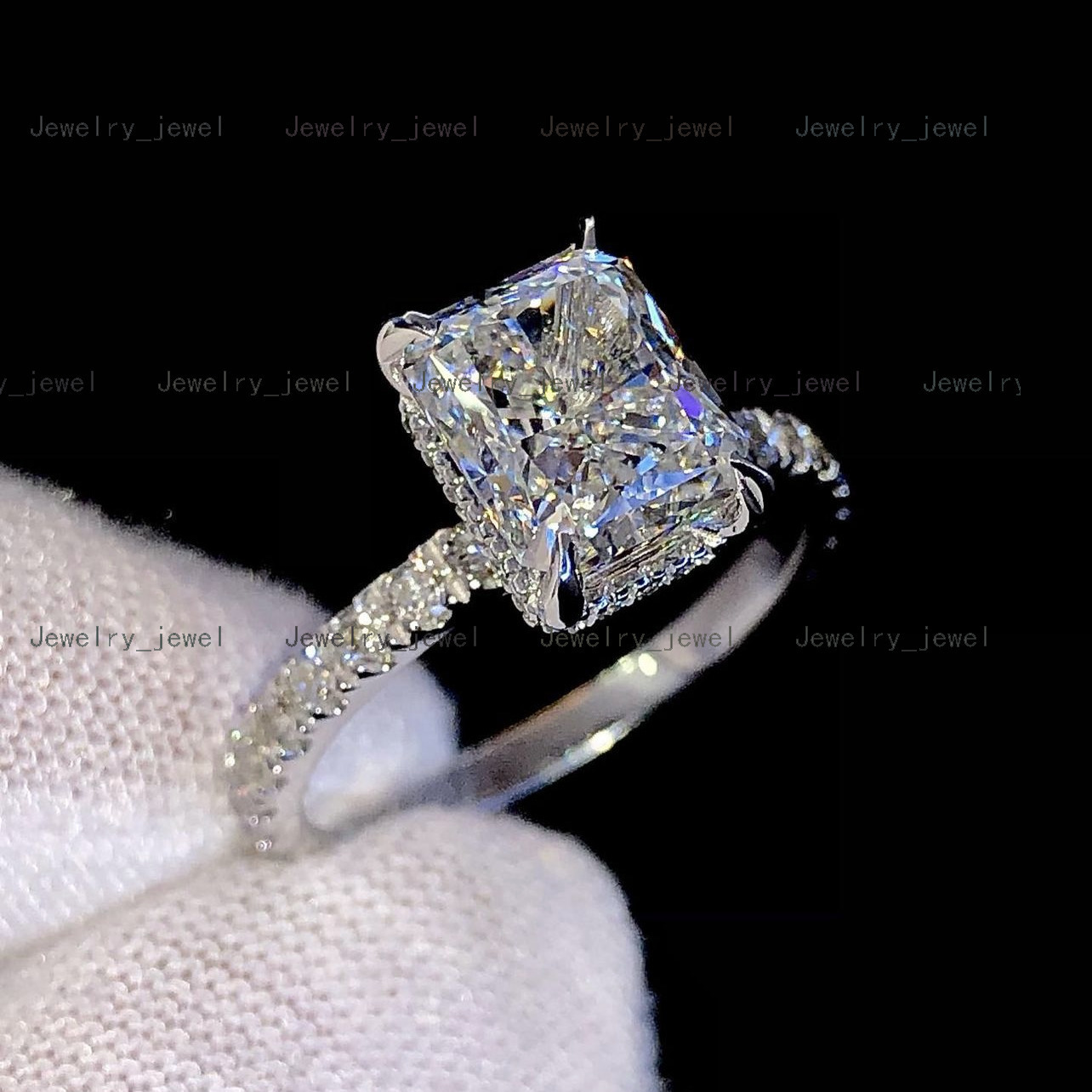 Customized Luxury Fine Jewelry 1ct 2ct Radiant Brilliant Lab Grown Moissanite Diamond Gold Engagement Rings for Women