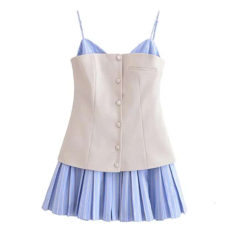TRAF 2025 New Dresses Summer Chic Patchwork Sg Tube Top Slim Mini Elegant Holiday Women's Street Fashion Dress