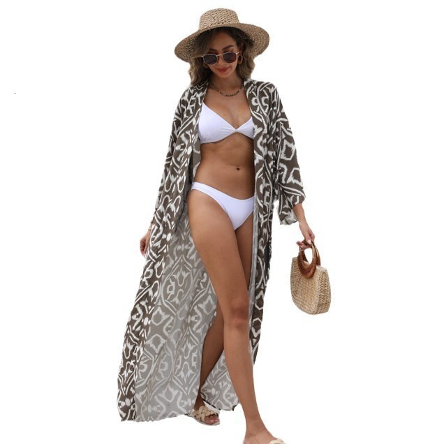 New products for 2025!! Beach skirt womens casual vacation printed pullover bikini swimsuit cover dress