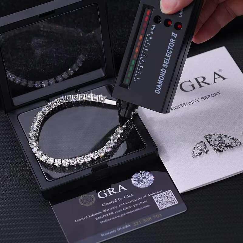 Hip Hop 925 Sterling Silver RA Certificate Full Diamond Jewelry 5MM Lab Diamond Moissanite Tennis Bracelet