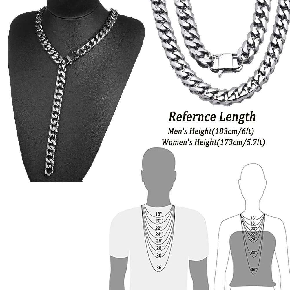 15mm Wide Thick Stainless Steel Bracelet for Men Hand Chain Punk Male Bracelets Necklace set Jewelry Accessories Gift