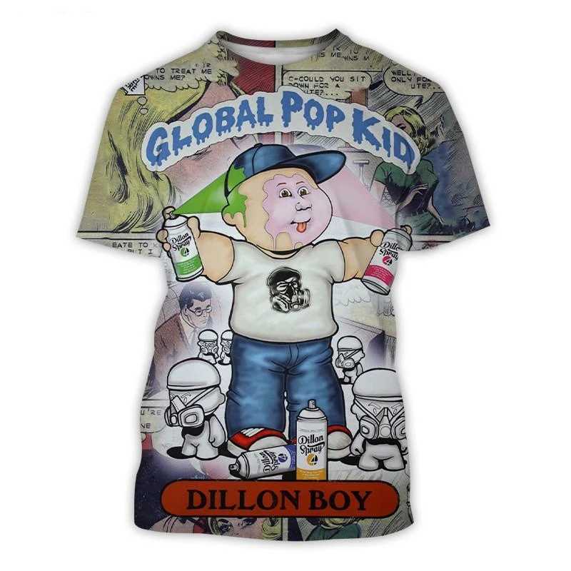 2023 New Fashion Summer Hot Selling Fun Garbage Painting Childrens 3D Printing Mens T-shirt Hip Hop Mens Casual T-shirt Street TopXJ250409