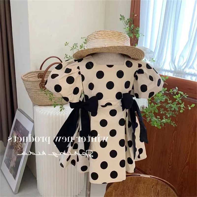 Summer Family Matching Set Polka Dot Mom Daughter Dress Girl Adult Matching Dress 2025 Childrens New Short sleeved Dress S2548