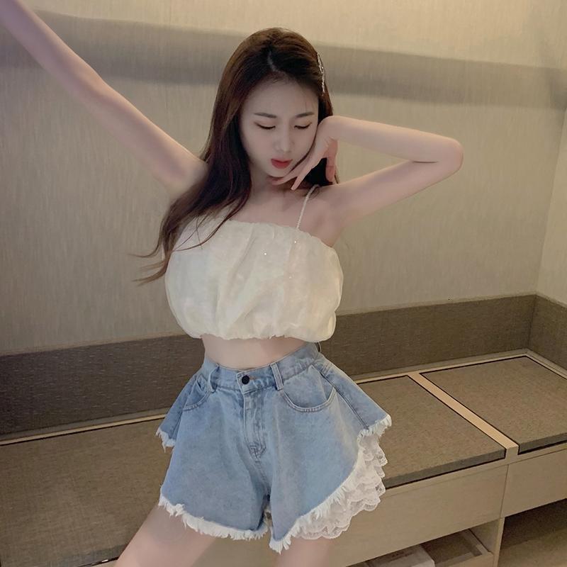 2025S Women S Designer Shorts Lace Denim Women High Waisted New Style Summer Loose Wide Leg Umbrella Hot Pants Ruffled Shorts For Girls Hot Pants Beac
