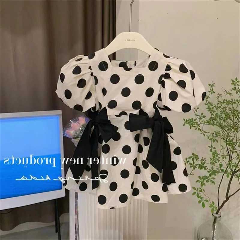Summer Family Matching Set Polka Dot Mom Daughter Dress Girl Adult Matching Dress 2025 Childrens New Short sleeved Dress S2548