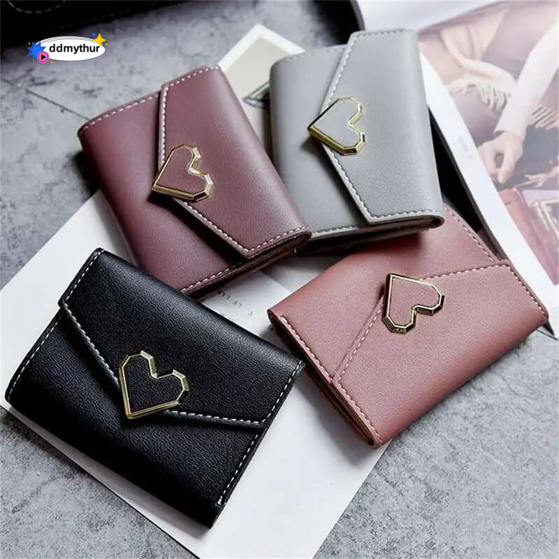 Wallets for Women, Metal Heart-shaped Card Holder, Ladies Trifold Wallets, NEWCE ddmythur
