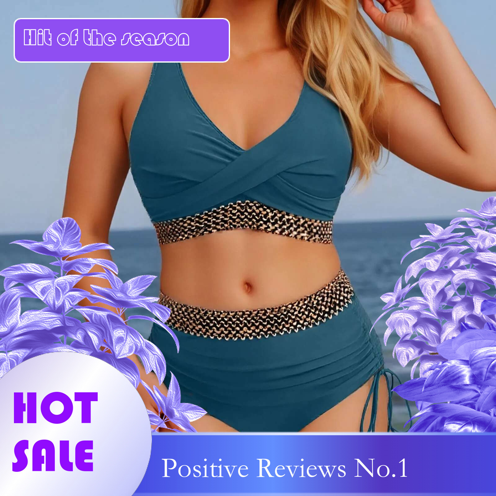 Dongdumaoyi Woman Swimsuits V Neck Tummy Control Women Bikini Set Removable Padding High Waist Bathing Suit For Vacation S Clothing