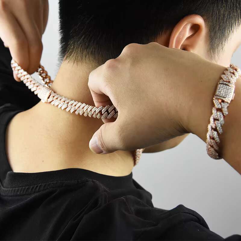 High Quality HIPHOP Mans Chain 925 Sterling Silver Moissanite Cuban Chain VVS Diamond Moissanite Necklace Jewelry