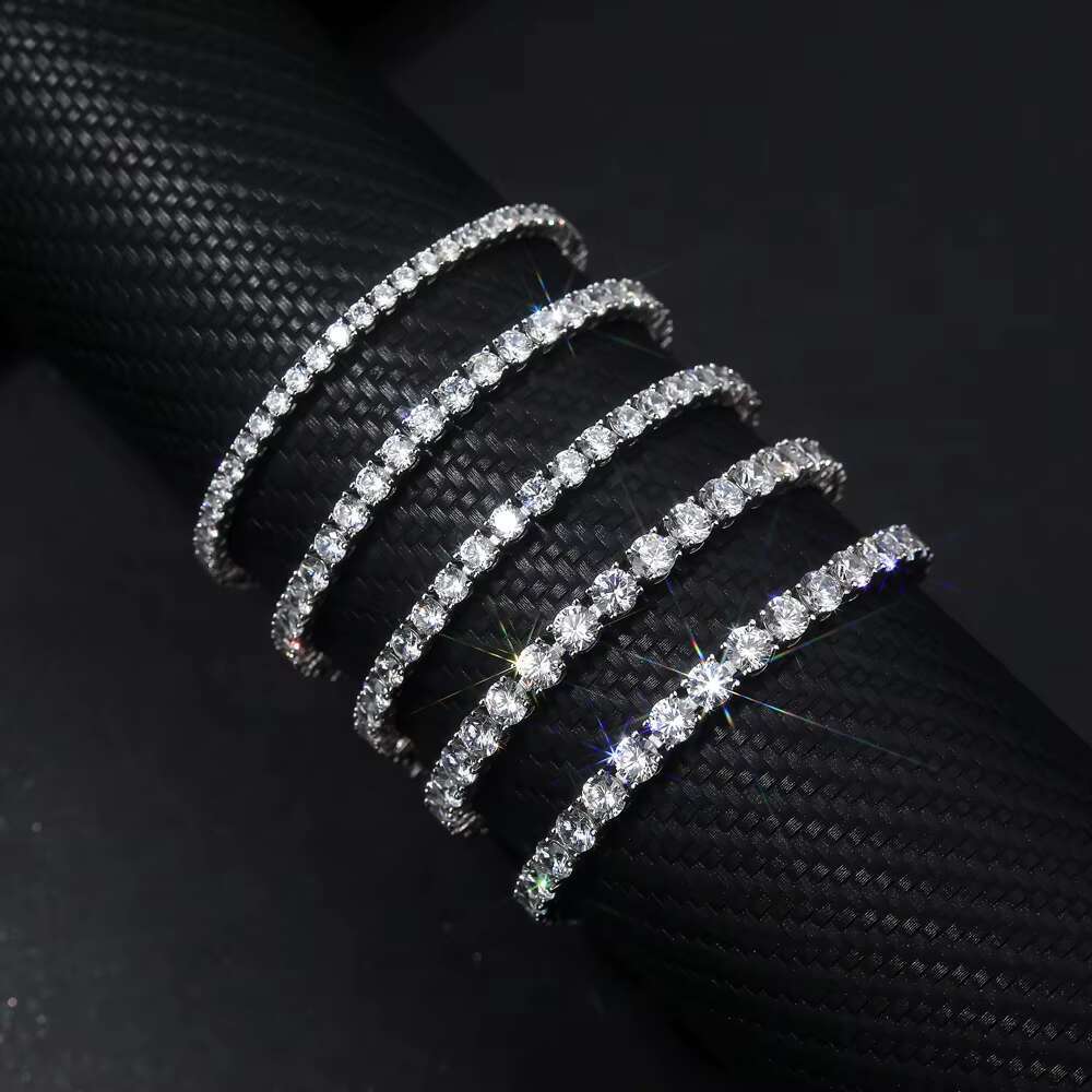 Wholesale Custom Fashion 925 Silver Lab Diamond GRA Moissanite Zircon Tennis Sterling Bracelet for Men