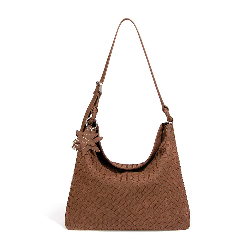 new shoulder bag underarm women's bag woven bag, simple high-end frosted suede handbag tote bag