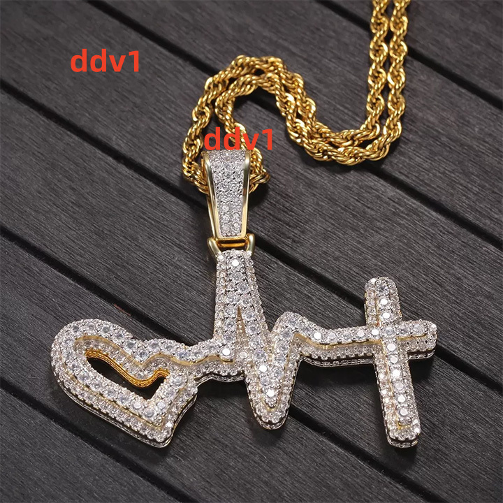 Micro Pave Vvs Moissanite Gra Certificated Name Letter Iced Out Custom Hip Hop Jewelry Customizable