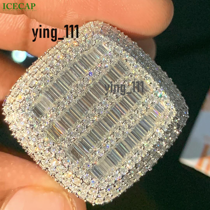Custom Fashion Jewelry Rings 925 Sterling Silver VVS D Moissanite Pass the Diamond Tester Iced Out Hip Hop Ring for Men