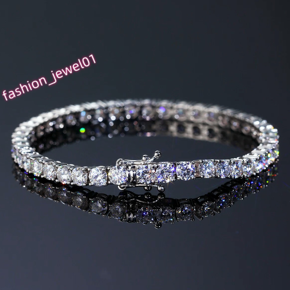 Luxury Moissanite Jewellery Gra 3mm 4mm Thin 925 Sterling Silver Men Gifts Vvs Lab Diamond Moissanite Tennis Bracelets for Women