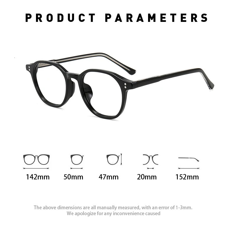 Retro Round Eyewear Man Acetate Ultra Light Fashion Transparent Eyeglasses Optical Prescription Glasses Frame Woman 1952 250407