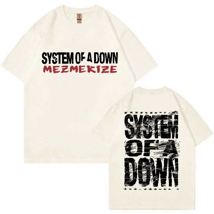 Rock Band System Mezmerize Down T-shirt Mens Retro Alternative Metal Music T-shirt Mens Fashion Oversized T-shirtXJ250409