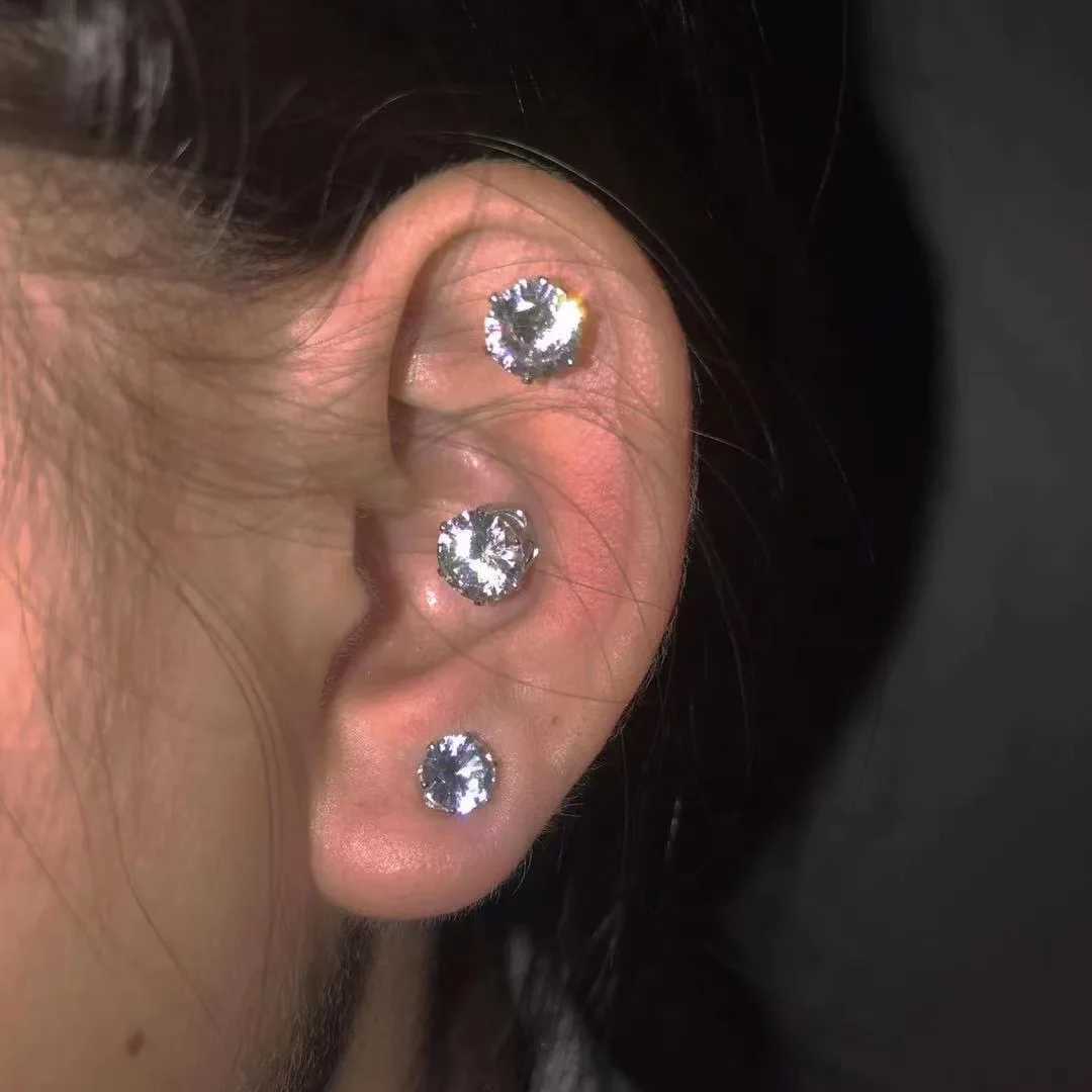 1/2/5Pair Fashion Magnetic Stud Earring Shining Crystal Non-piercing Ear Clip 4/5/6/7/8mm Daily Dating Party Jewelry Accessories Z250408