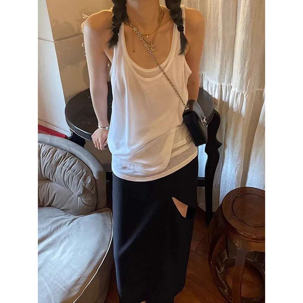 American Style Fake Two-Piece Tank For Women Xia Chun's Slim Fit Design With A Double Layered Suspender Top