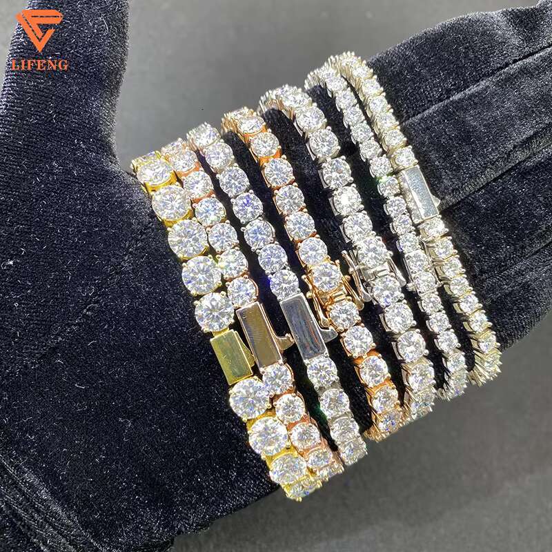 Hip-Hop VVS Moissanite Tennis Chain Bracelet for Men Full Iced Out Jewelry Gift Mossanite Tennis Chains Braceletes