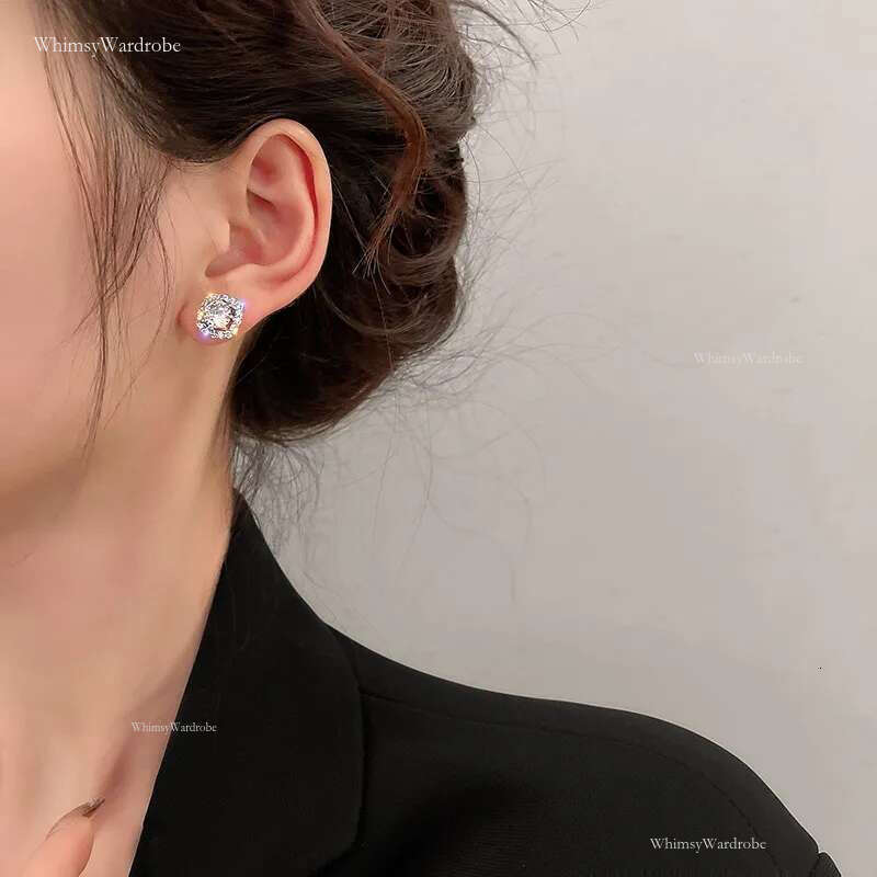 classic earring desinger jewelry Women S sier six claw inlaid with dia hip-hop trend moissanite stone earrings studs Rock Rapper gift