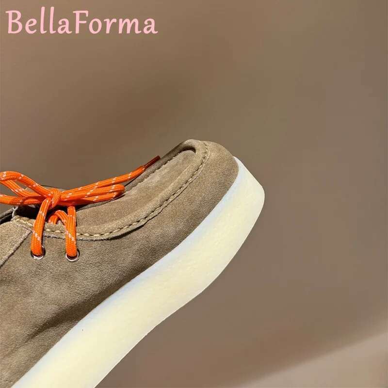 Women's Thick-Soled Square Toe Ankle Boots Warm Comfortable Color Matching Laces Simple Preppy Style Casual Retro Oxford Shoes