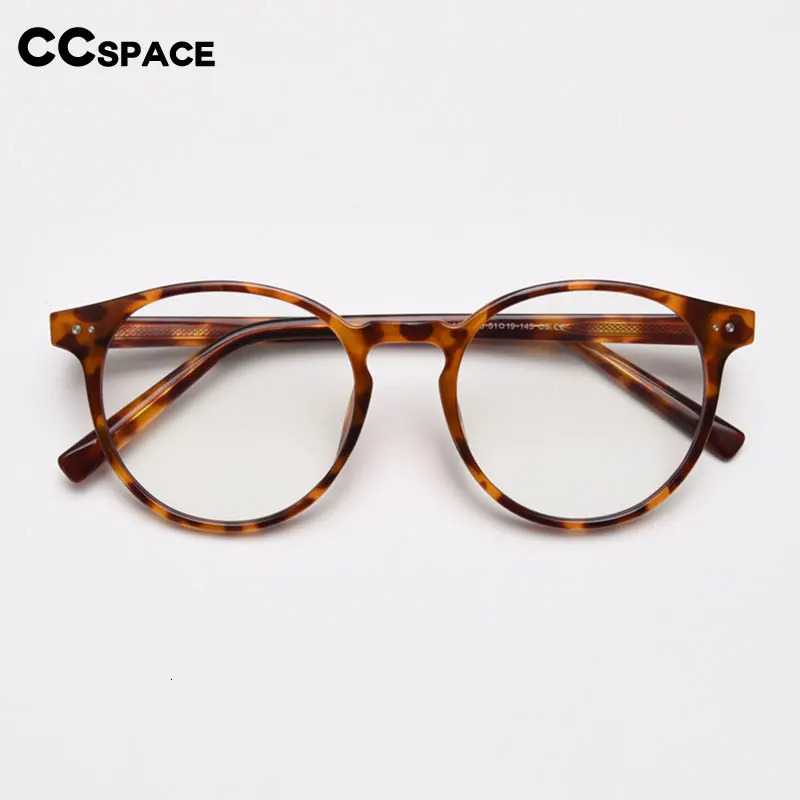 55868 Round Men Glasses Frame Transparent Computer Anti Blue Light Eyeglasses Frames Vintage Leopard Eyewear 250407