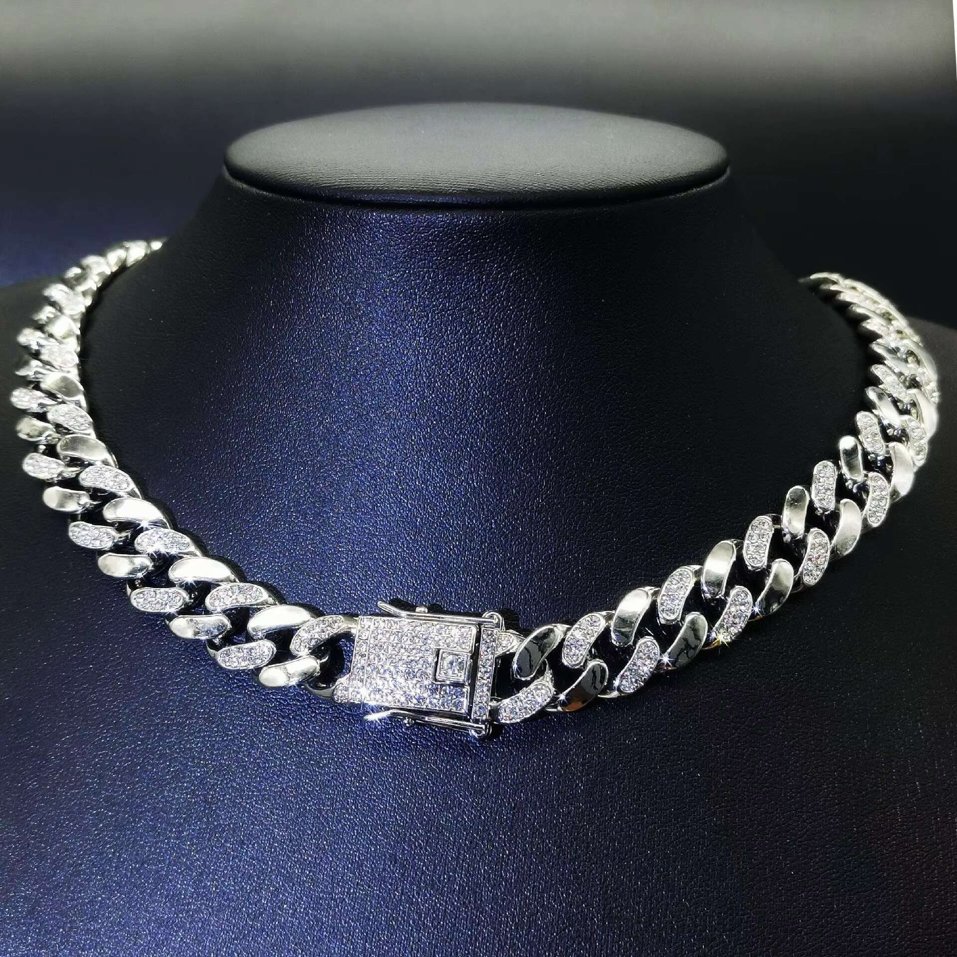 Fashionable HipHop Pearl Water Dia Gold Plated Miami Cuban Chain Men's Hip Hop Necklace Jewelry