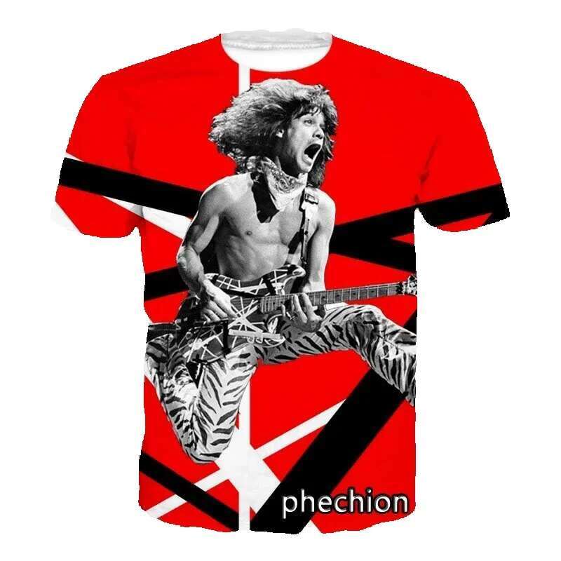 Phechion's new fashionable men's/women's Van Halen Band 3D printed short sleeved casual hip-hop summer T-shirt top, size 1500