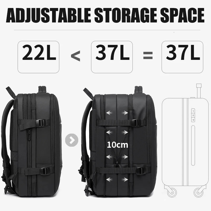 BANGE Travel Backpack Men Business Backpack School Expandable USB Bag Large Capacity 17.3 Laptop Waterproof Fashion Backpack250403