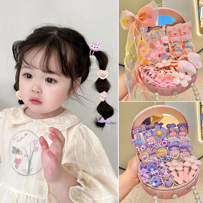 Cute girl gift box childrens hair clip rich style hair accessories baby birthdays childrens holiday gifts high-end jewelry set 250409