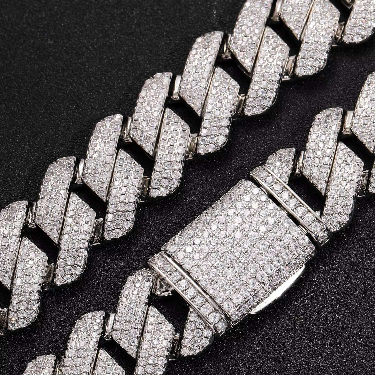 Hip Hop 925 Sterling Silver VVS Moissanite 20mm Iced Out Chunky Miami Cuban Link Chain for Men Jewelry
