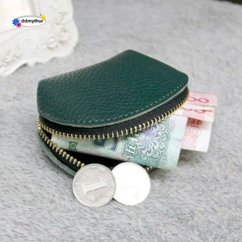 Fashion Style Shell Change Genuine Leather Key Coin Storage Bag Women Zipper Small Wallet Mini Purse ddmythur