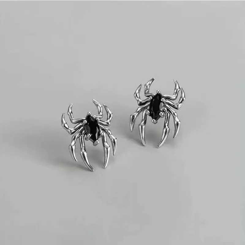 Silver Color Spider Stud Earrings for Women Unique Design Punk Personality Female Small Earrings Black Enamel Fashion Jewelry Z250408