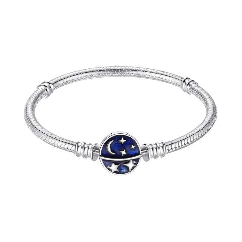 925 Sterling Silver Flower Shell Sun Moon Star Bracelet for Pan DIY Bracelet Ladies Jewelry GiftC250408