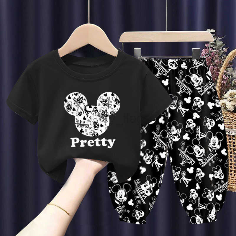 Disney Hot selling childrens summer trendy short sleeved T-shirt set Korean version 2025 new item for boys and girls in the storeXJ250409