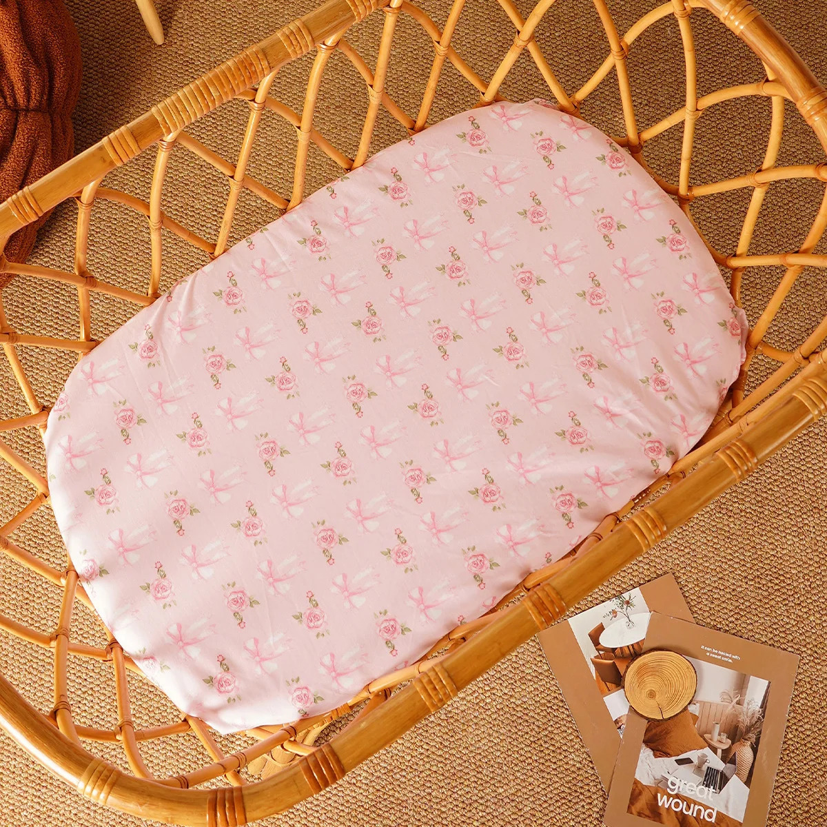 HappyFluent 2Pcs Baby Bass Mat Cover Set with Ultra Soft and Elastic Detachable Baby Bed Cover 250409