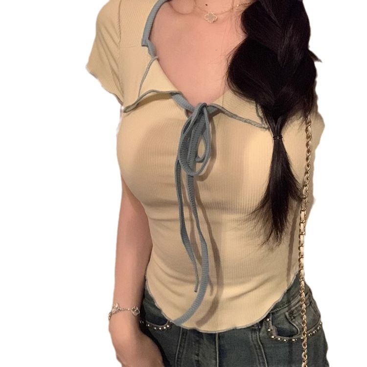 2025S Designer Women S T Shirt Pure Desire Spicy Girl Sleeved T Shirt For Female Niche Short Style Design Tight Fitting And Slimming Top Trend