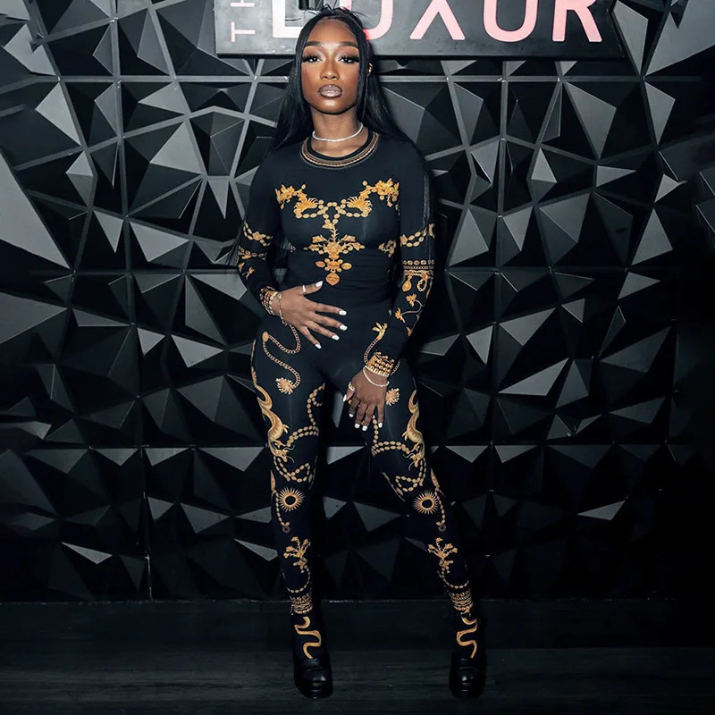 ANJAMANOR Fashion Print 2 Piece Pant Sets Top Leggings Baddies Outfit for Women Spring Sexy Black Nightclub Outfits D85CG28 250408