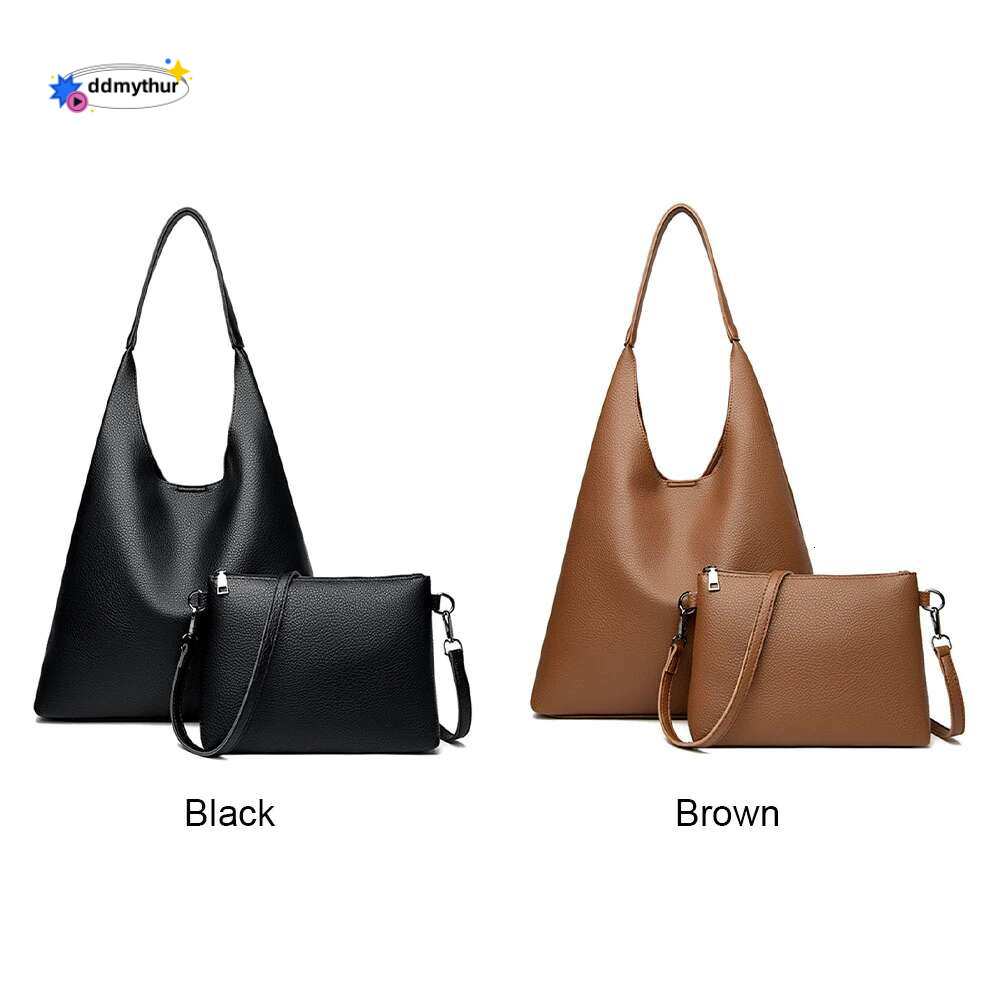 Shoulder Women PU Leather Adjustable Strap Crossbody Solid Underarm Bag Slouchy for Travel Commuting ddmythur