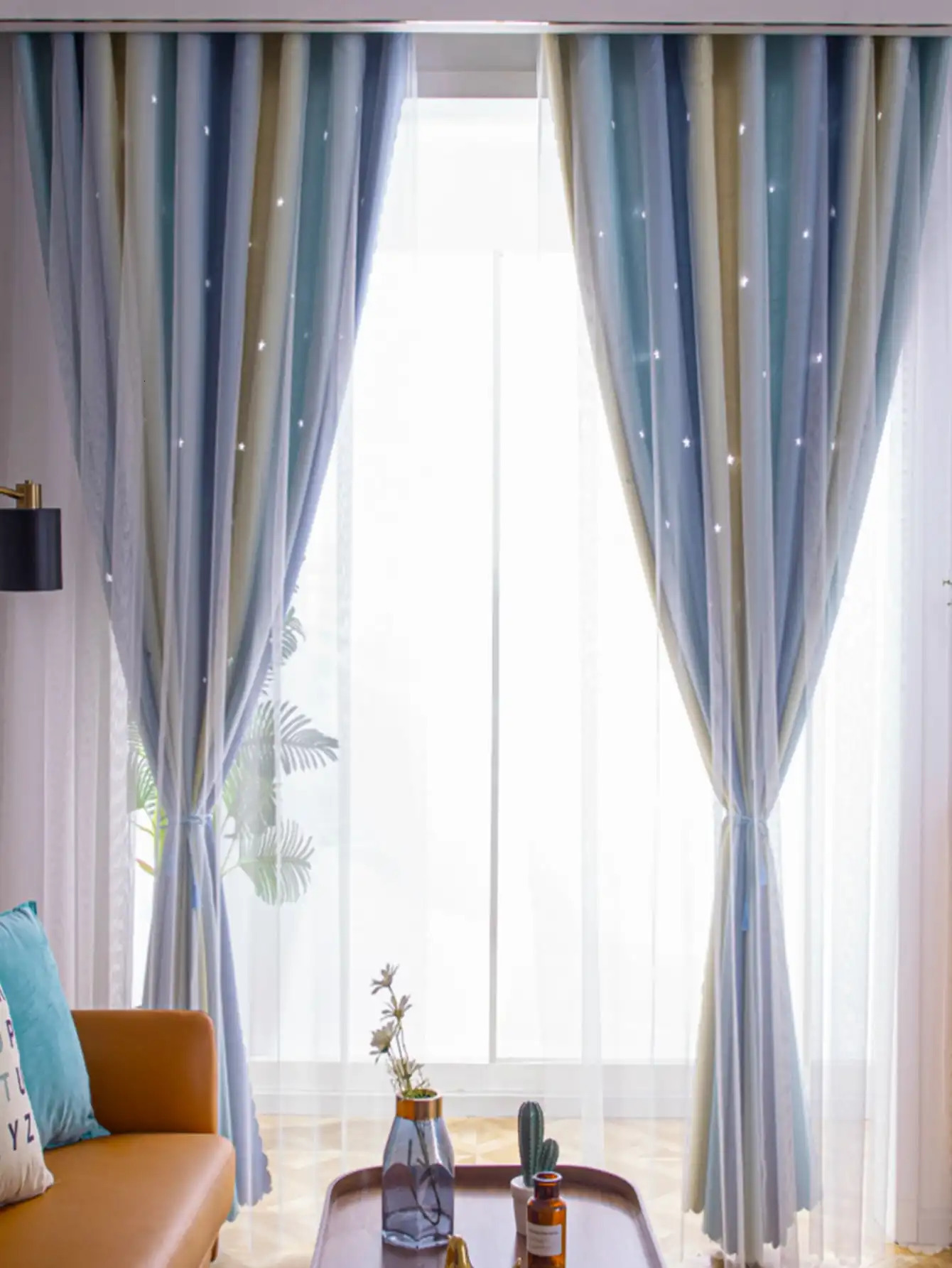 Blue and pink blackout childrens curtains bedroom star curtains boys antique grommets top window treatment 250409