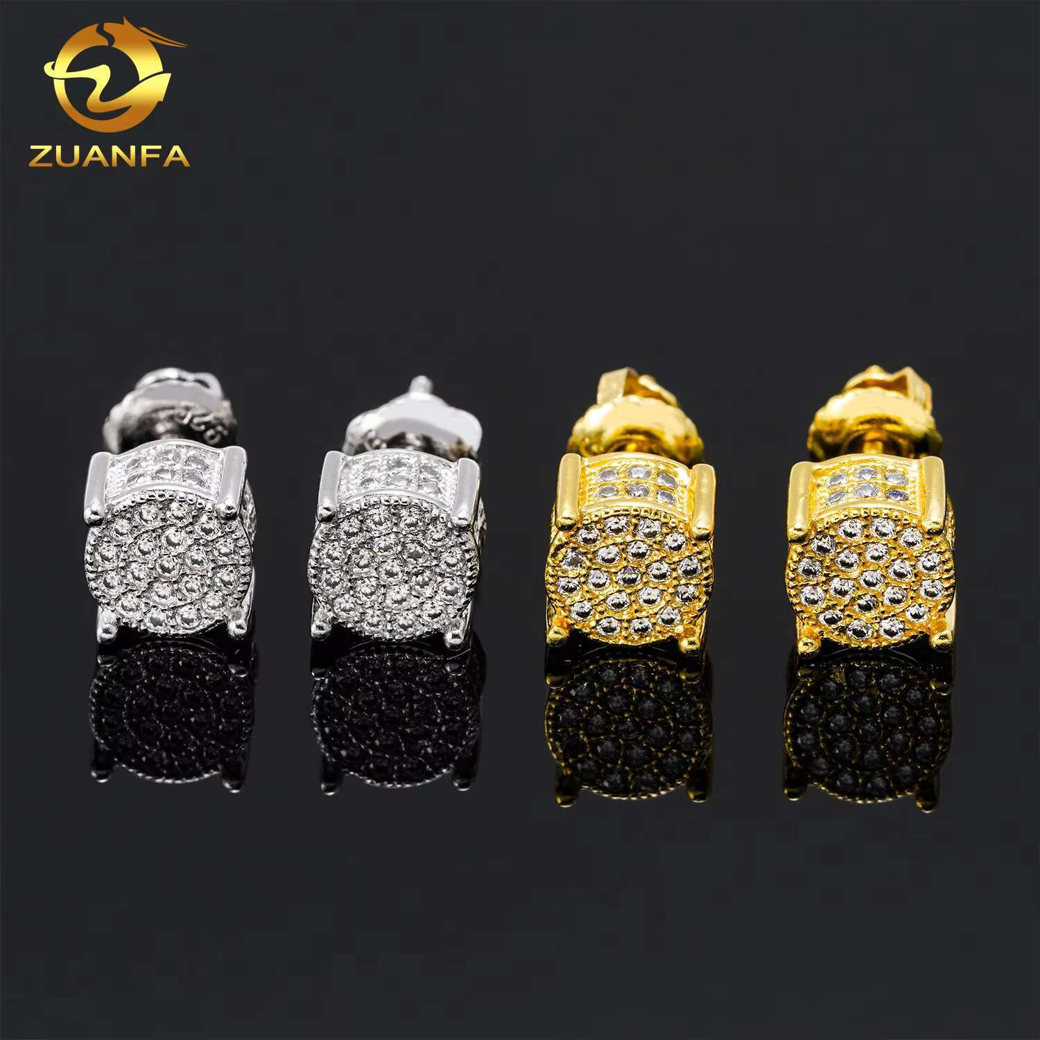 48hours Fast Shipping VVS GRA Certificate Moissanite Diamonds 925 Silver White Gold Plated Stud Earrings Screw Back