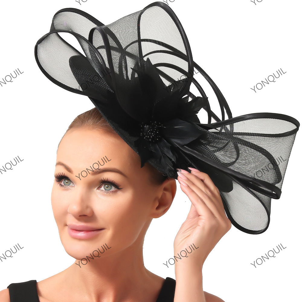 temperament horse racing festival feather top hat socialite family party hair accessories formal dress headwear hat style241217