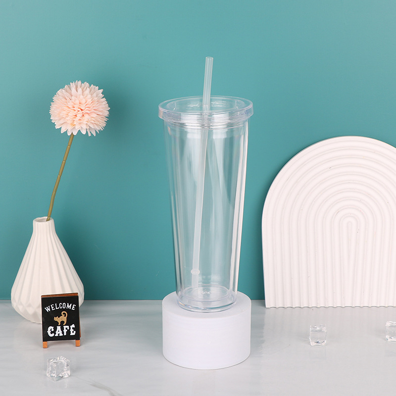 12oz 16oz 24oz snow globe acrylic tumblers double walled pre-drilled plastic cups with lid straw DIY clear drinking beverage cup customize logo