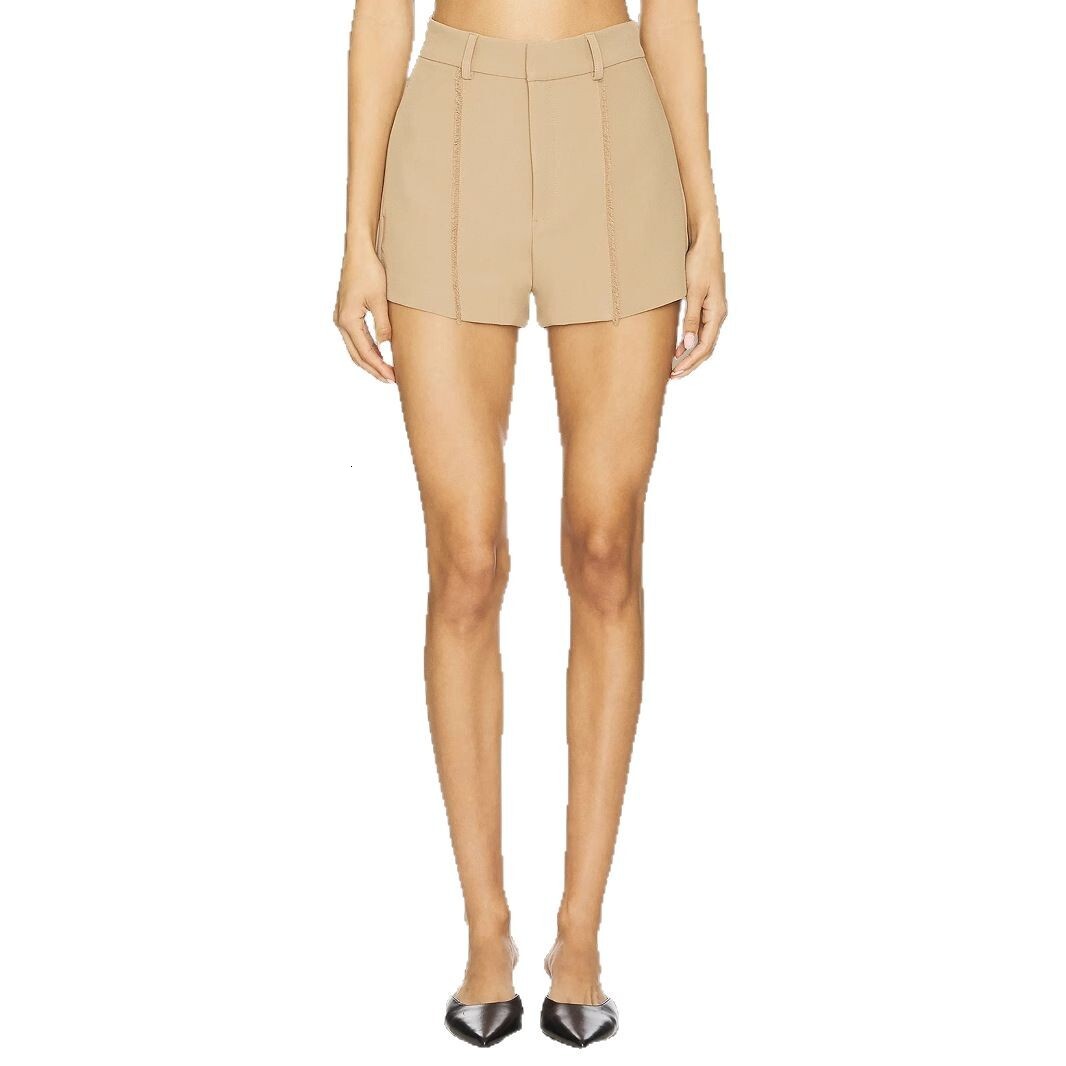 2025S Designer Shorts For Women Simple Buckle Summer Versatile High Waisted Pleated Casual Pants New Women S Solid Color Shorts Beach Pants