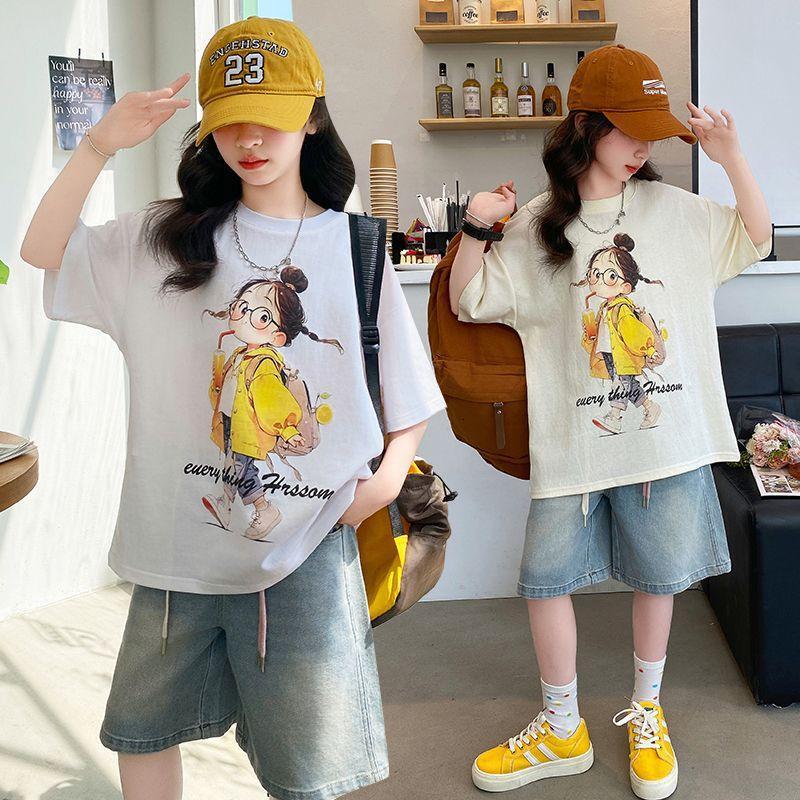 Ddmyshoesvip Cotton Children S Clothing T Shirts Short Sleeves Middle Aged Children Girls Tops Summer Fashion