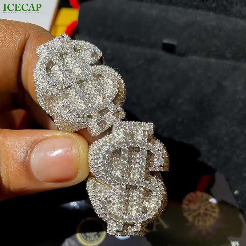 Custom Fashion Jewelry Rings 925 Sterling Silver VVS D Moissanite Pass the Diamond Tester Iced Out Hip Hop Ring for Men