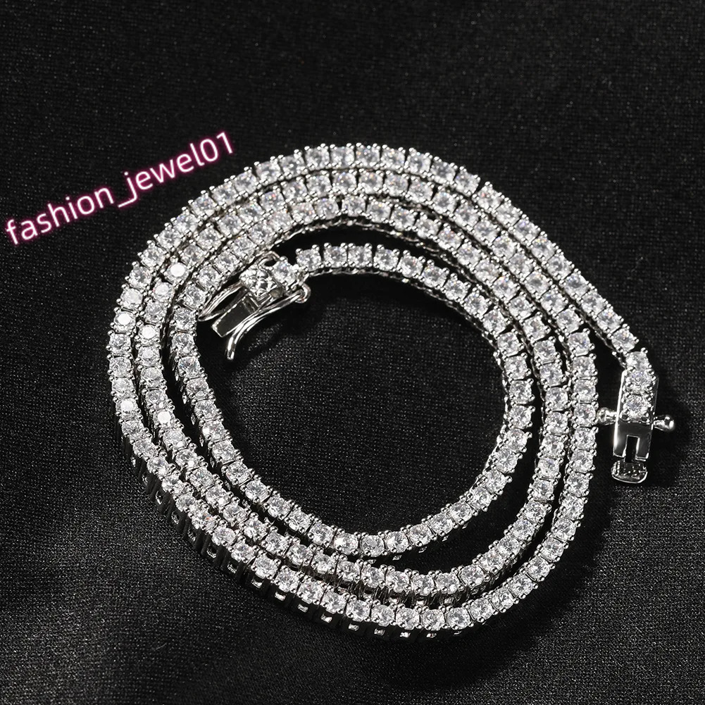 2mm Row Zircon Necklace AAA Zircon Tennis Chain Personality Trend Necklace For Men Women Jewelry Gifts