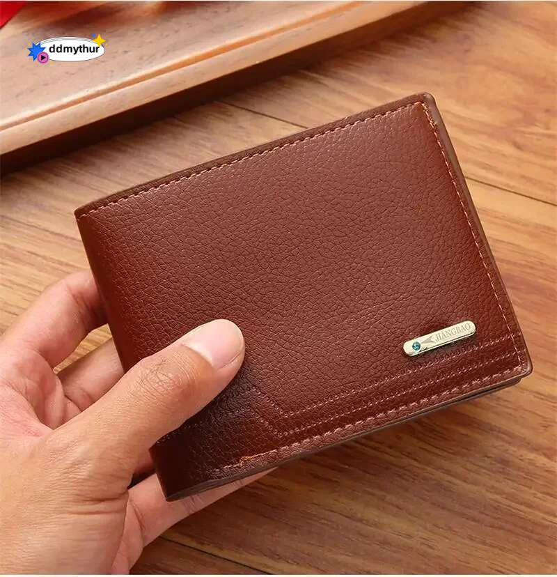 Fashion Men Short Bifold PU Leather Mascua Billetera Credit ID Card Holder Wallet Billfold Purse Solid Color Business Wallets ddmythur