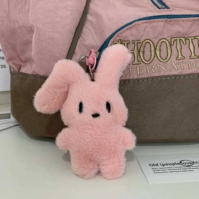 Kaii Plush Cartoon Keychain New Cute Green Pink Plush Soft Rabbit Doll Keychain Fun Animal Backpack Bag PendantXJ250409