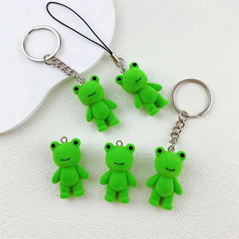 Cute 3D plush frog keychain plush little frog couple mobile phone pendant car keyring headphone backpack charm bag decorationXJ250409