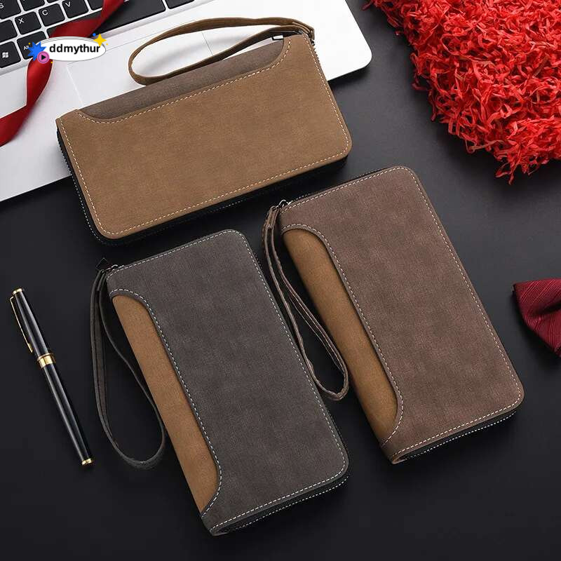 Long Men'S Wallet Fashion Multiple Slots Card Holder Designe Business Zipper Mobile Phone Bag Pouch Coin Purse PU Leather ddmythur